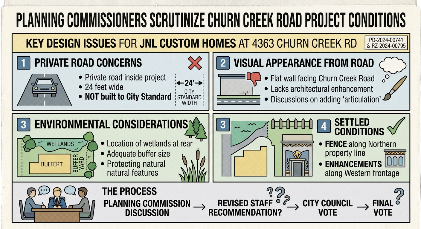 Planning commissioners press JNL Custom Homes on Churn Creek Road design conditions