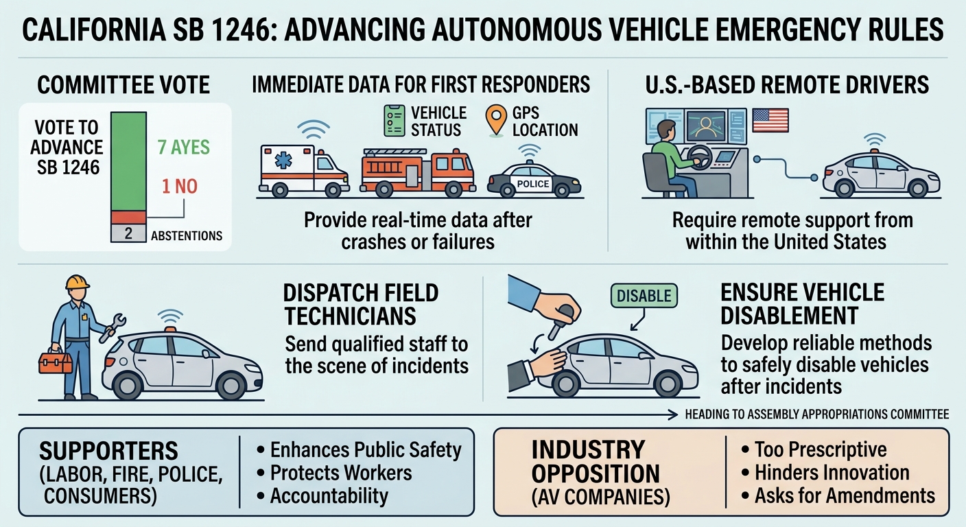 Assembly committee advances SB 1246 with new emergency-response rules for autonomous vehicles