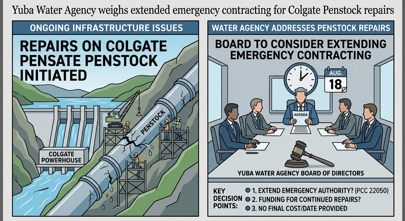 Yuba Water Agency to consider extending emergency contracting for Colgate Penstock repairs
