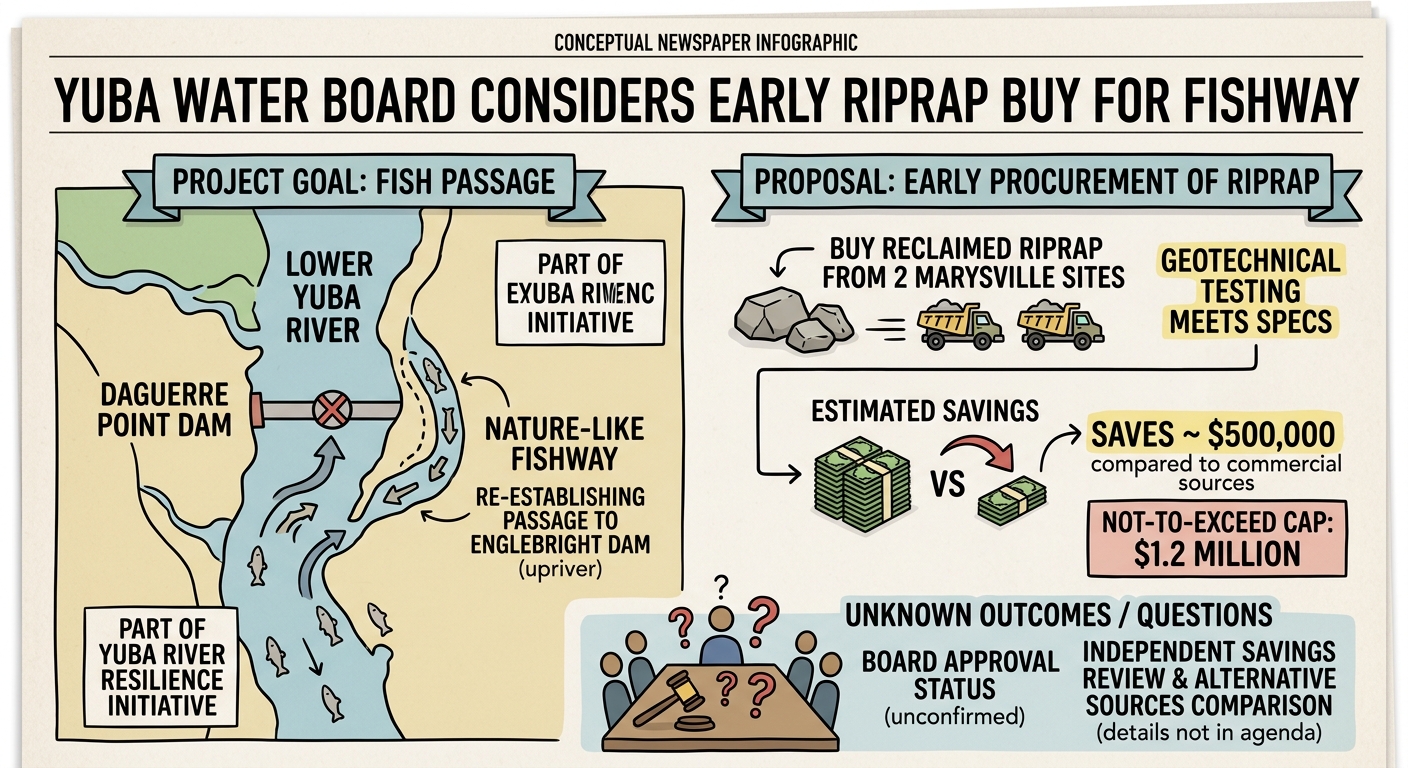 Yuba Water board eyes early riprap buy for Daguerre Point fishway project