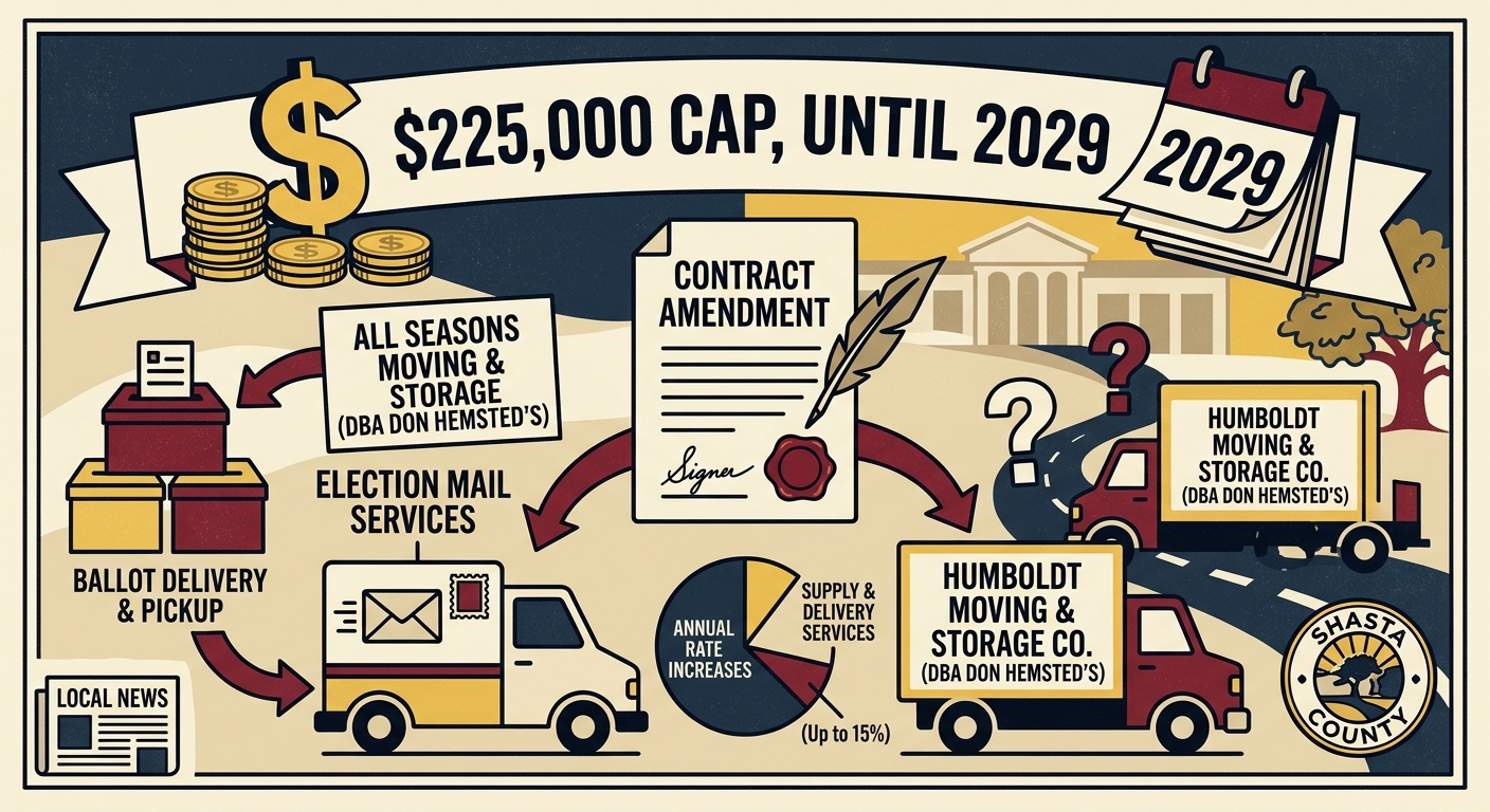 Shasta County election contract raises spending cap to $225,000 but lists two vendor names
