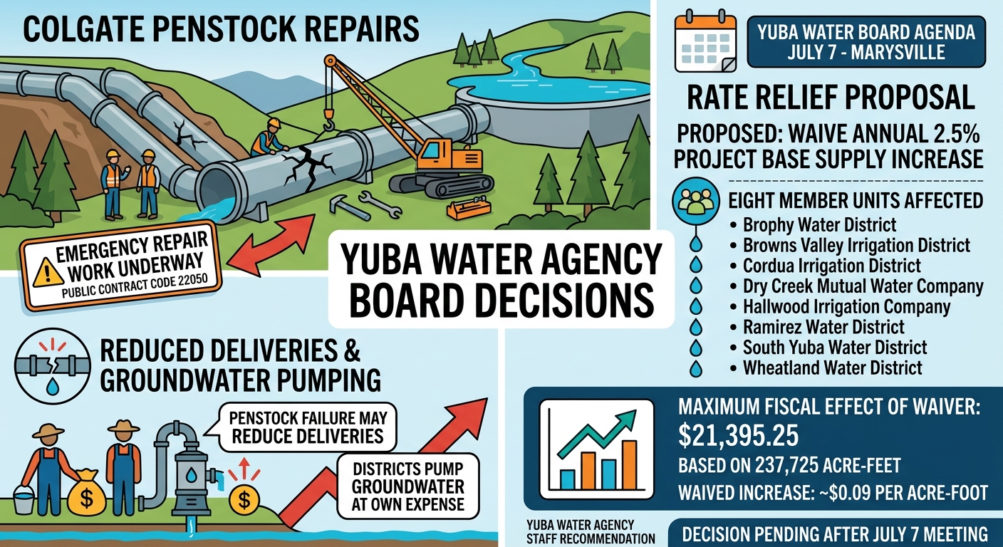 Yuba Water board weighs rate relief as Colgate penstock repairs continue