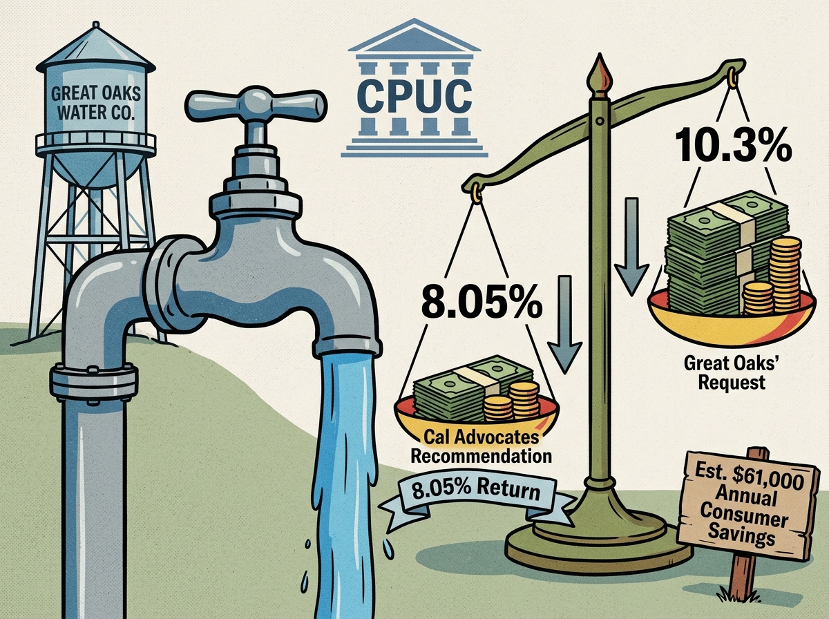 Cal Advocates urges CPUC to cut Great Oaks Water’s requested return to 8.05%