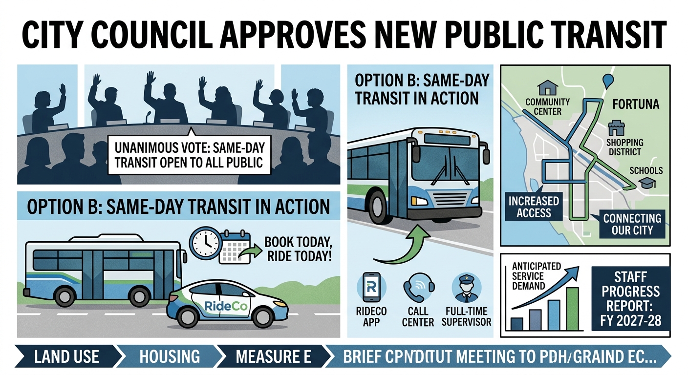 Fortuna council moves to open same-day transit service to the public