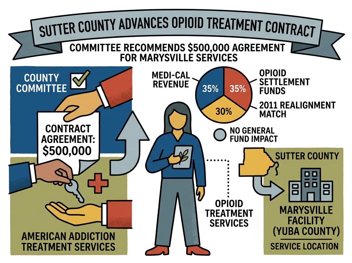 Sutter County committee advances $500,000 opioid treatment contract for Marysville services
