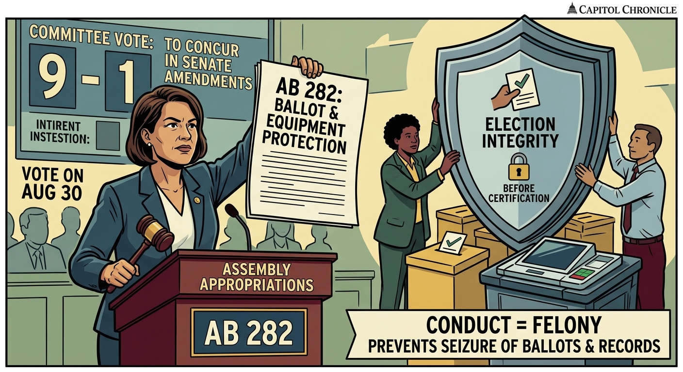 Assembly Appropriations advances AB 282 to protect ballots, election equipment before certification