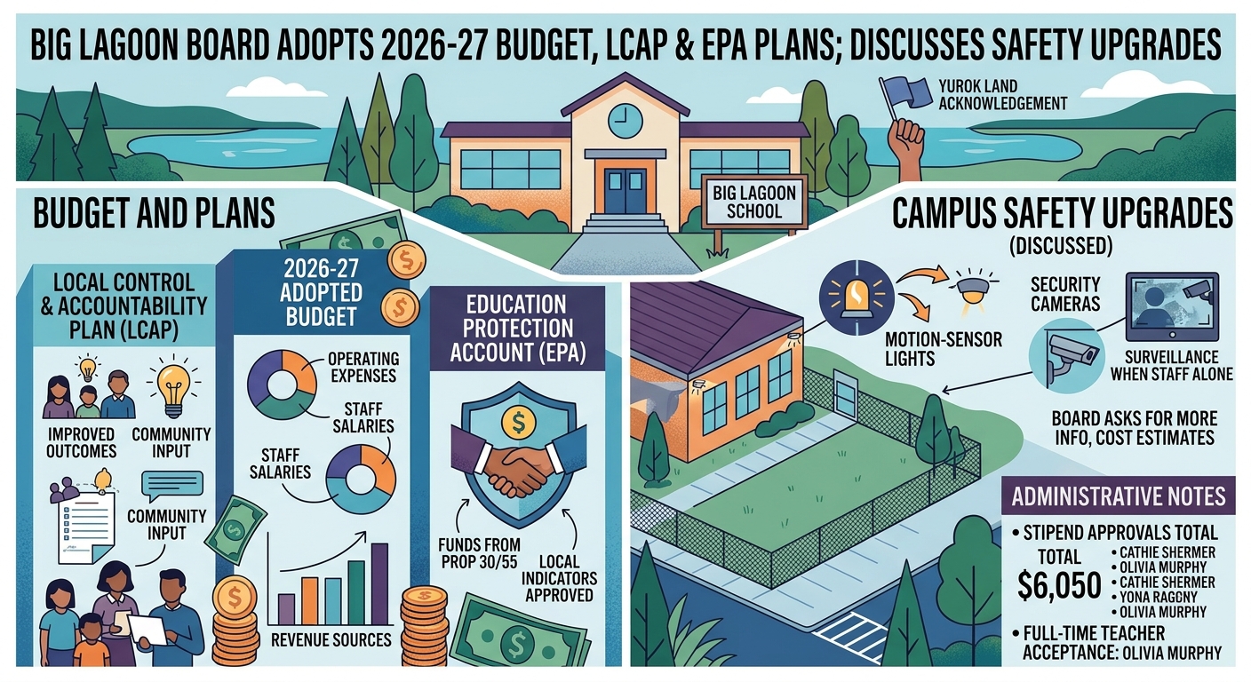 Big Lagoon board adopts 2026-27 budget, LCAP and EPA plan while discussing campus safety upgrades