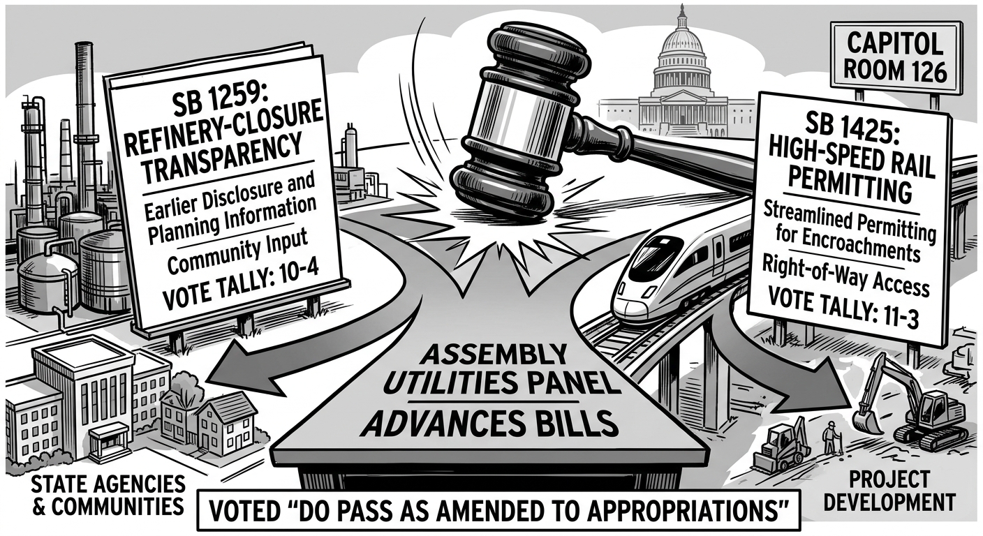 Assembly utilities panel advances refinery-closure and high-speed rail bills
