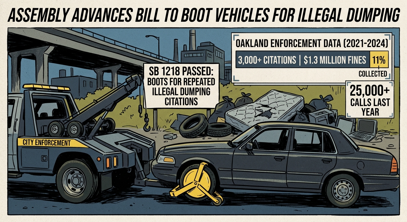 Assembly advances bill to boot vehicles tied to repeated illegal dumping citations
