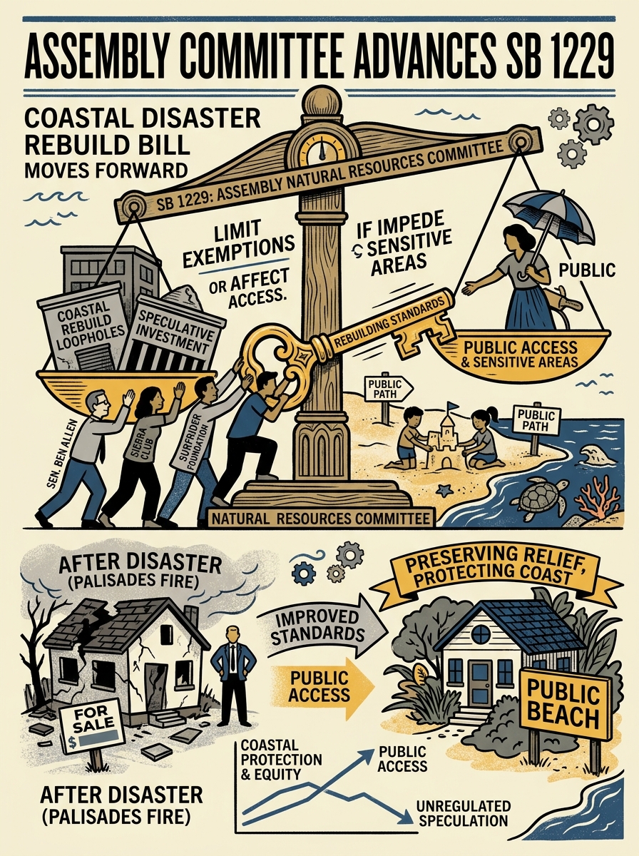 Assembly committee advances SB 1229 to curb coastal disaster rebuild loopholes