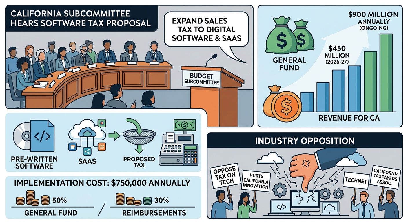 California subcommittee hears $450 million software tax proposal amid industry opposition