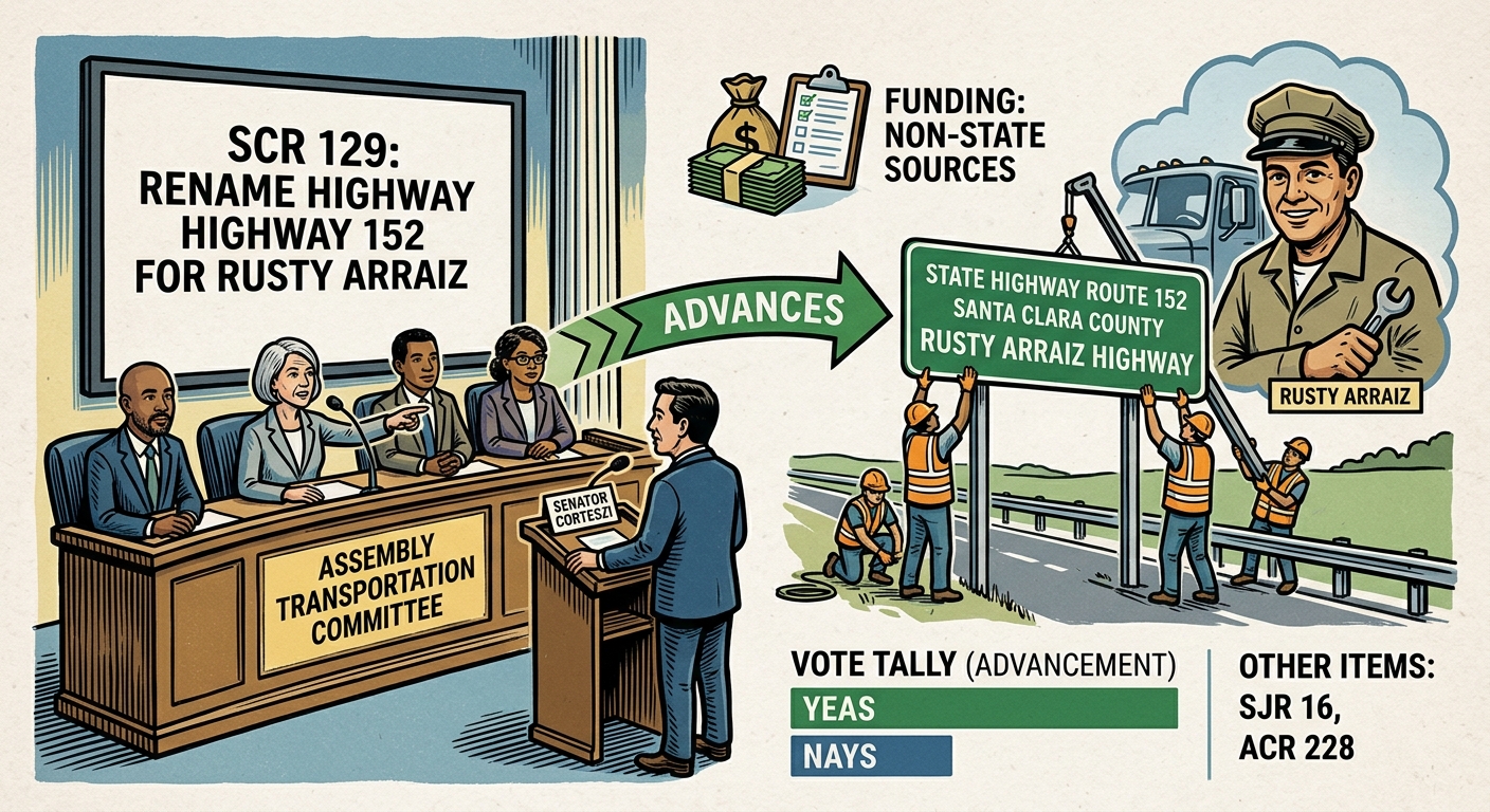 Assembly committee advances SCR 129 to rename part of Highway 152 for Rusty Arraiz