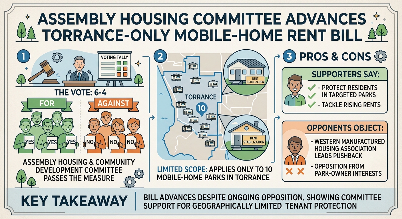 Assembly housing committee advances Torrance-only mobile-home rent bill 6-4