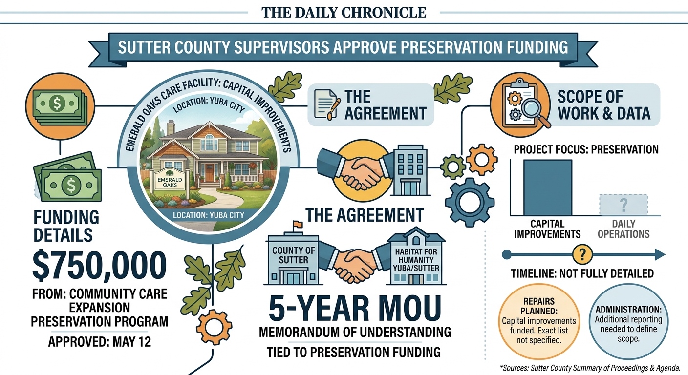 Sutter supervisors approve $750,000 preservation funding for Emerald Oaks care facility