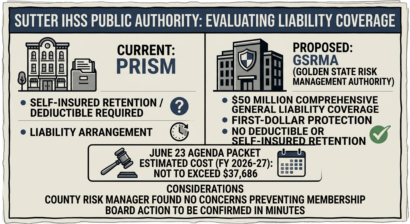 Sutter IHSS Public Authority agenda points to switch to GSRMA liability coverage