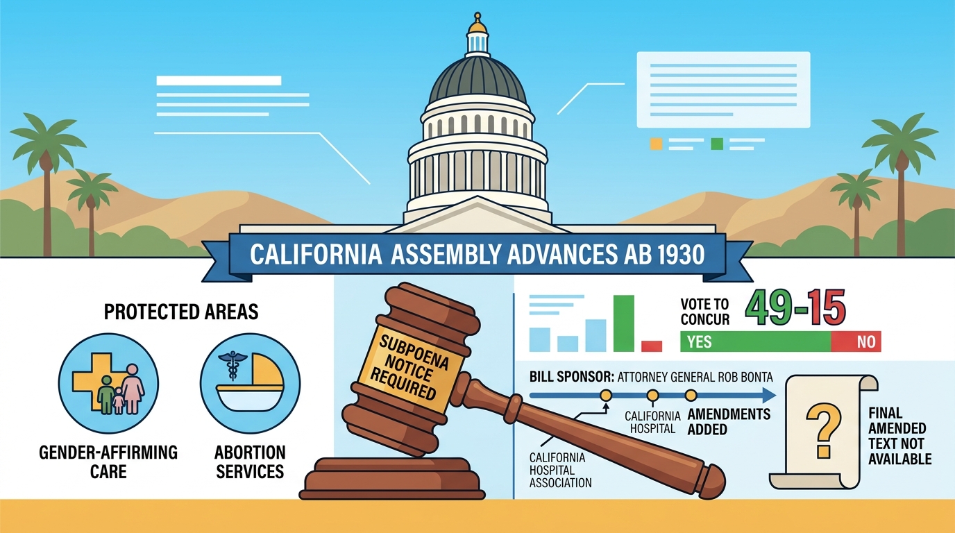 Assembly advances AB 1930, adding notice requirement for subpoenas in abortion, gender-affirming care cases