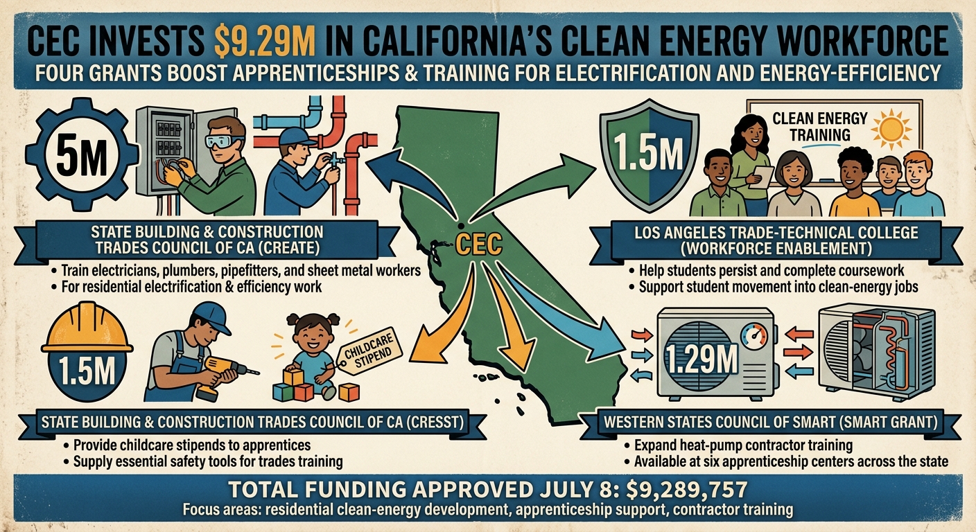 CEC backs four July 8 workforce and apprenticeship grants totaling more than $9.2 million