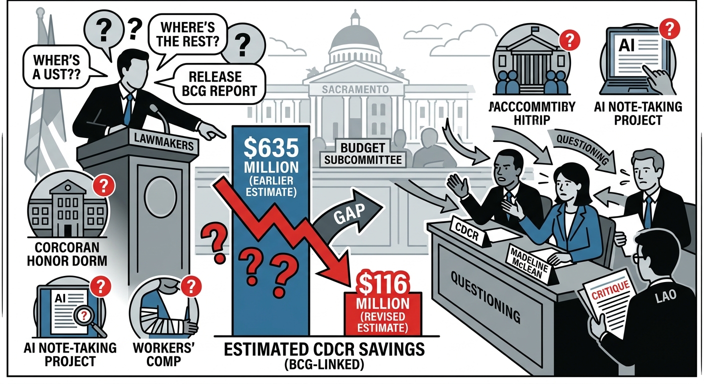 Lawmakers press CDCR on sharp drop in BCG savings estimate
