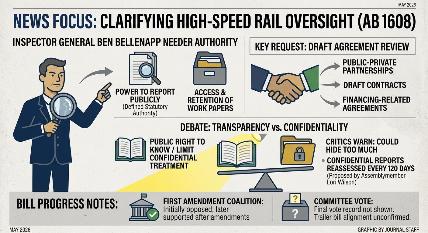 High-speed rail watchdog seeks clearer reporting powers in AB 1608