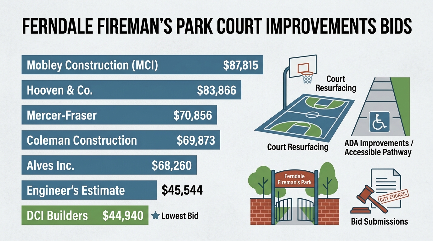 DCI Builders submits lowest of six bids for Ferndale Fireman’s Park court improvements