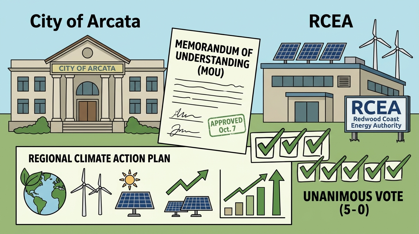 Arcata council approves MOU naming RCEA host for regional climate coordination