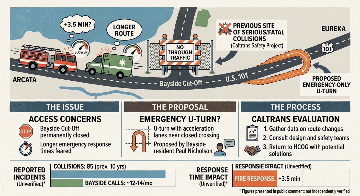 Caltrans to study emergency access after Bayside Cut-Off closure