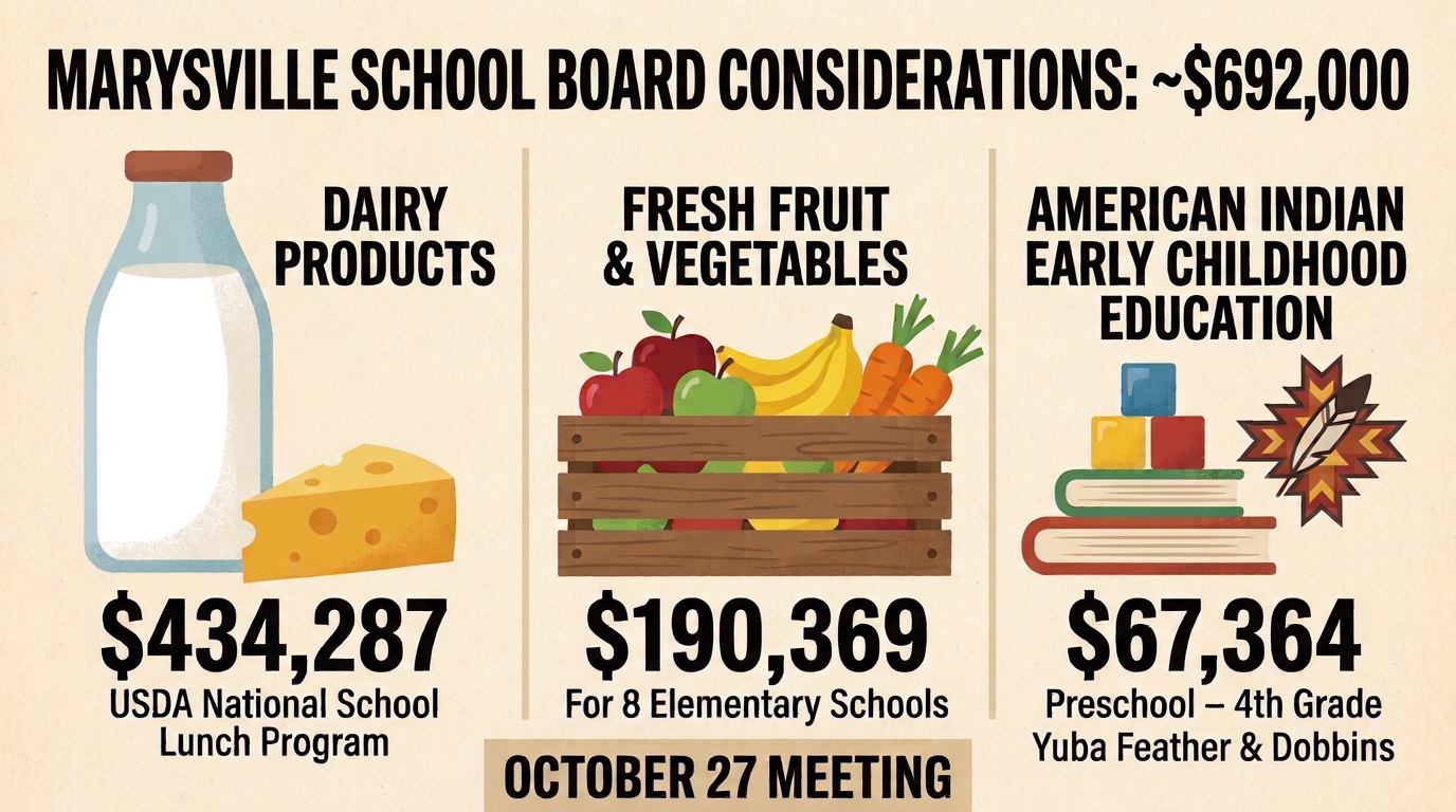 Marysville school board to consider nearly $692,000 in meal and grant actions