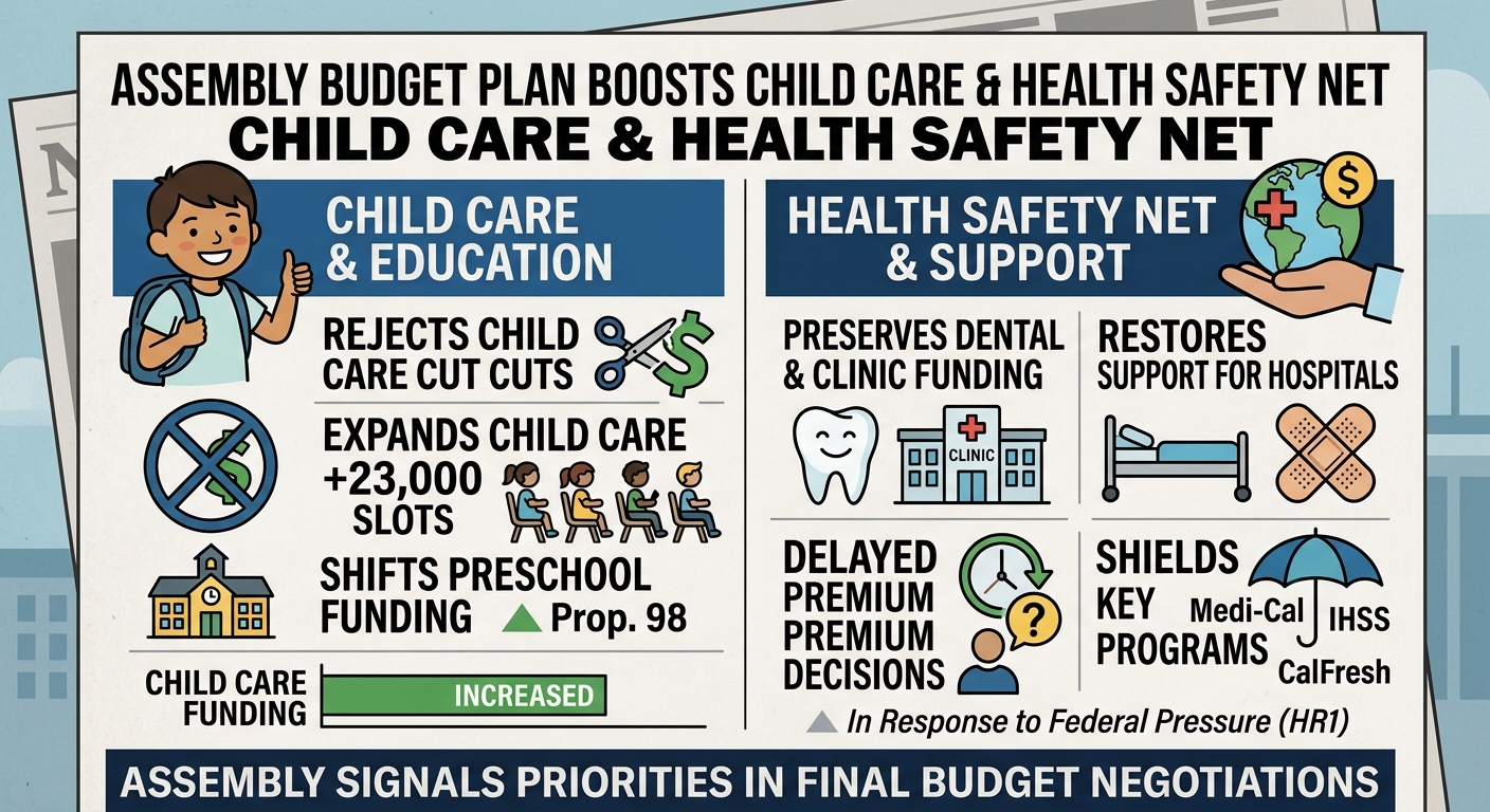Assembly budget plan rejects child care cuts, expands slots and shields health safety-net programs