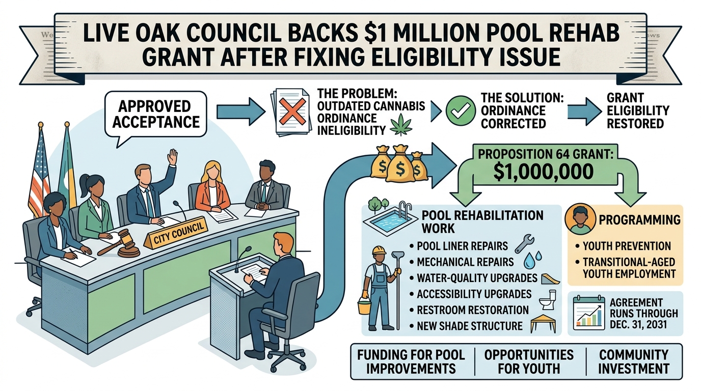 Live Oak council backs $1 million pool rehab grant after fixing eligibility issue