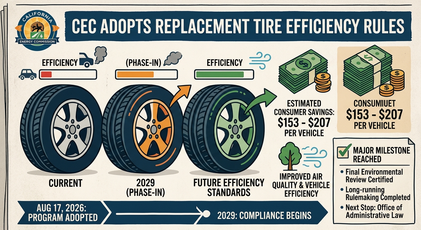 CEC adopts replacement tire efficiency rules after final environmental review