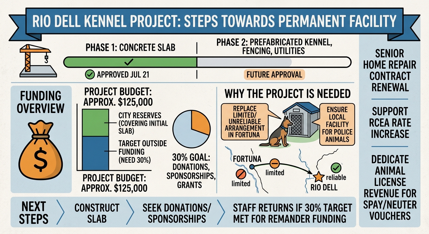 Rio Dell advances permanent police kennel project with slab approval and outside-funding push