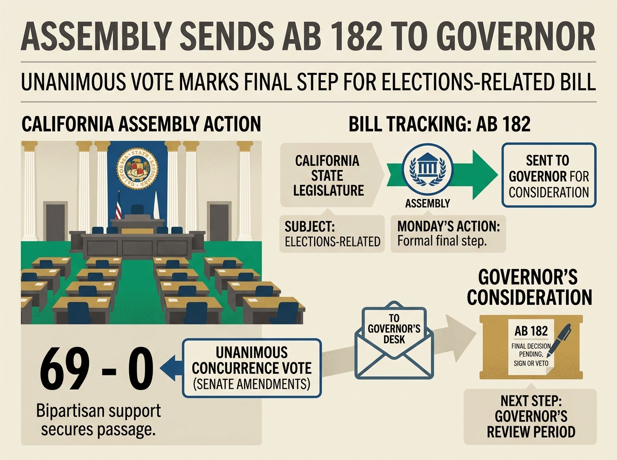 Assembly sends AB 182 to governor after 69-0 concurrence vote