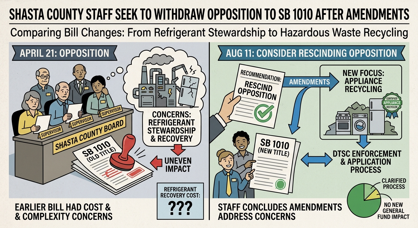 Shasta County staff seek to withdraw opposition to SB 1010 after amendments narrow bill