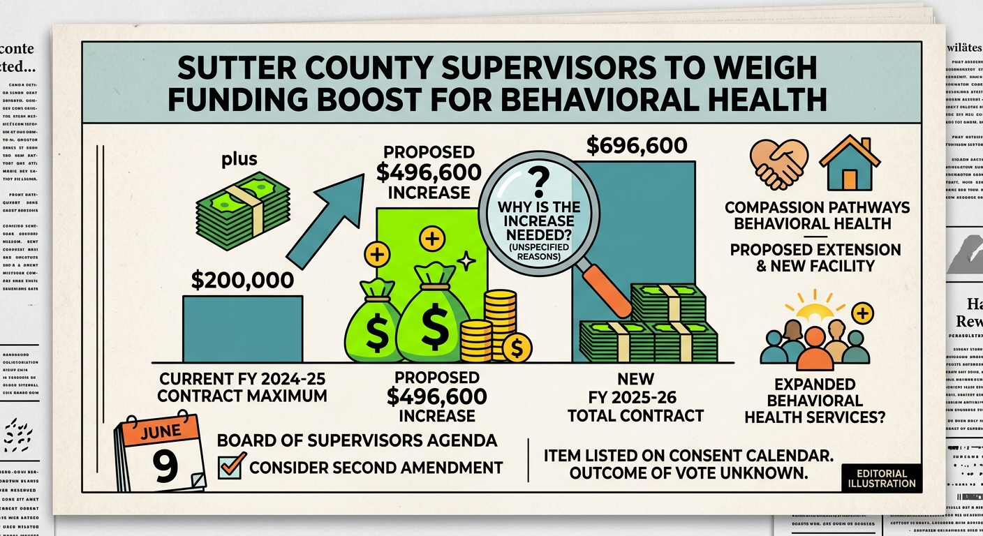 Sutter County supervisors to weigh $496,600 boost to Compassion Pathways behavioral health contract