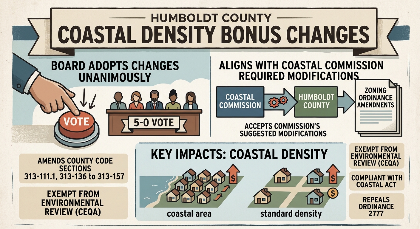 Humboldt supervisors adopt coastal density bonus changes after Coastal Commission review