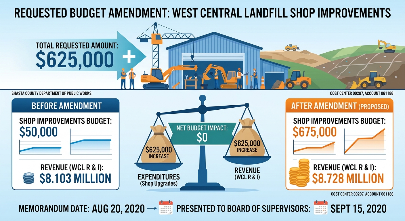 Shasta County seeks $625,000 for West Central Landfill shop improvements