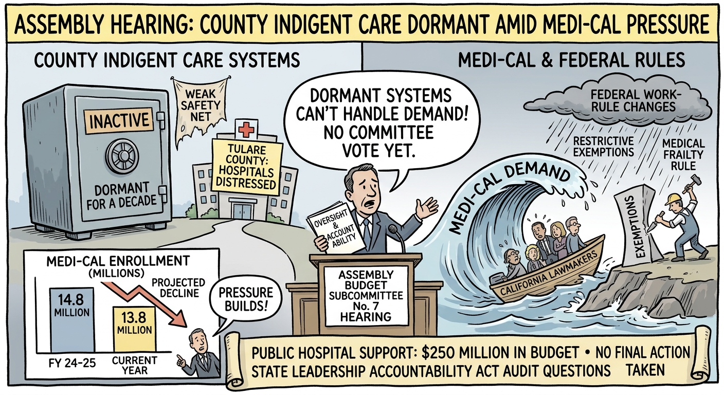 Assembly hearing flags dormant county indigent care systems as Medi-Cal pressures build