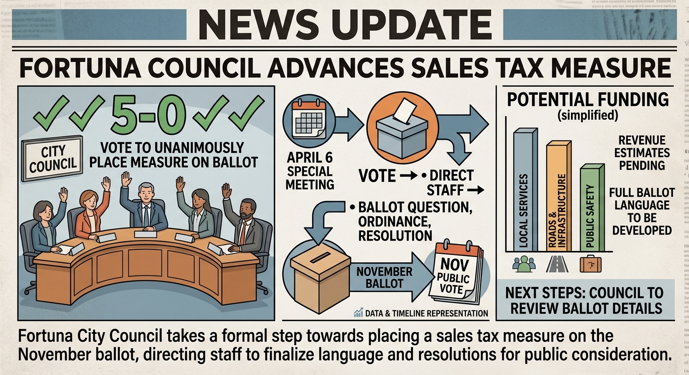 Fortuna council advances sales tax measure for November ballot