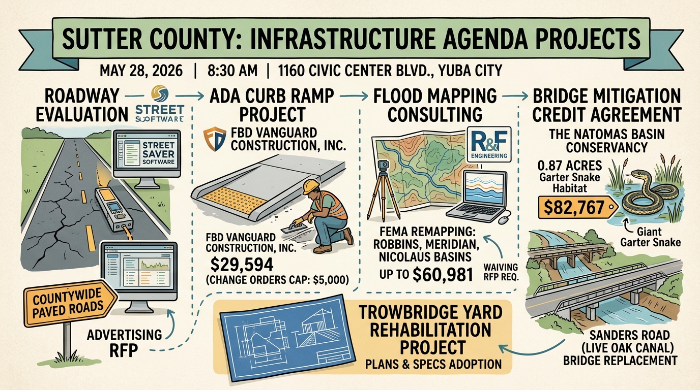 Sutter County committee agenda tees up road, ADA and flood-related contracts