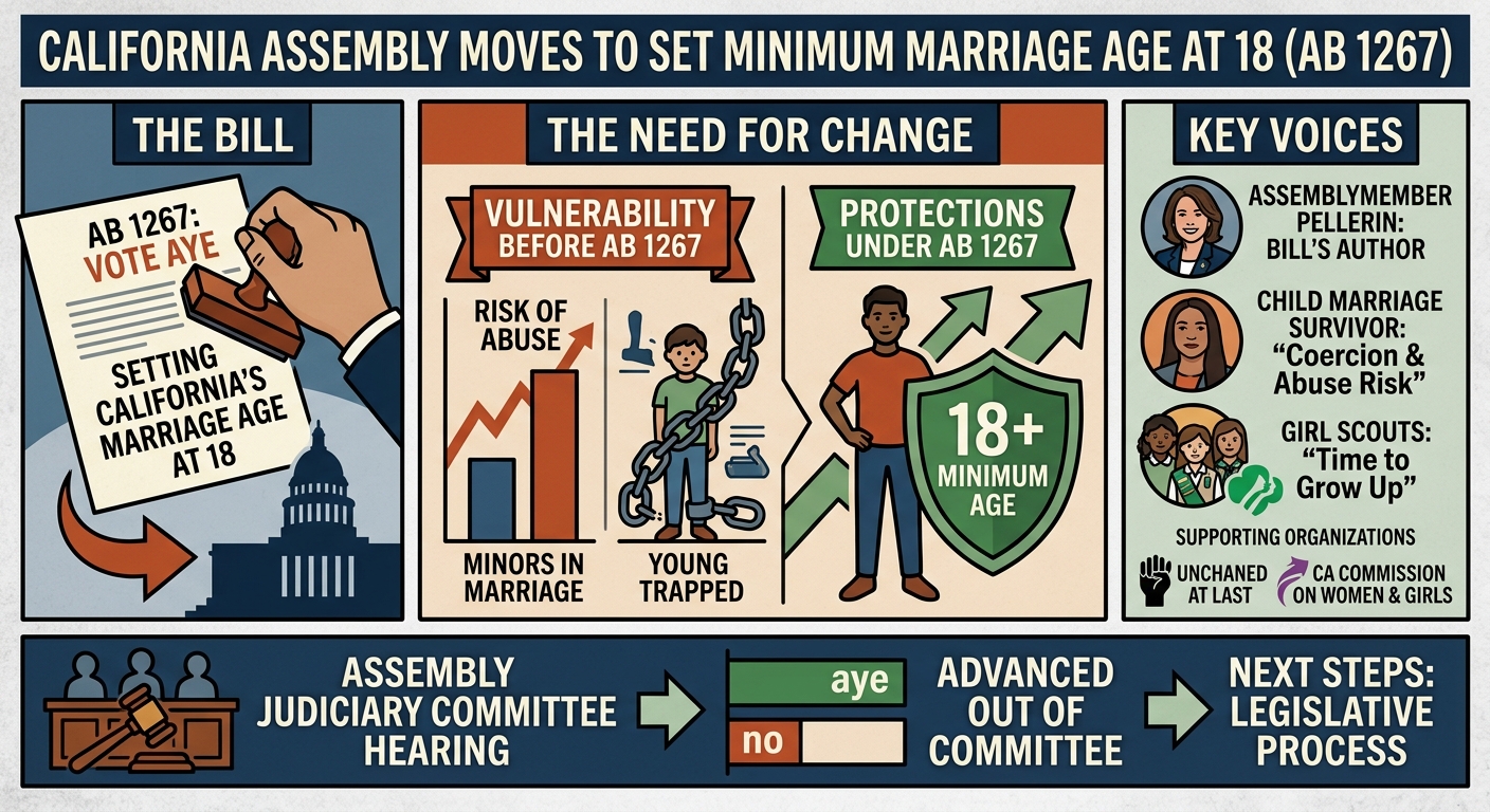 Assembly Judiciary advances AB 1267 to set California marriage age at 18