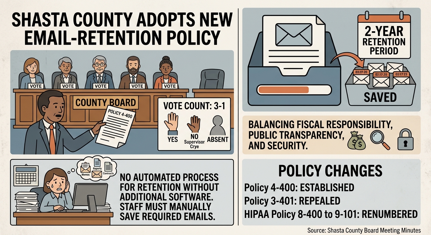 Shasta County adopts two-year email-retention policy after transparency debate