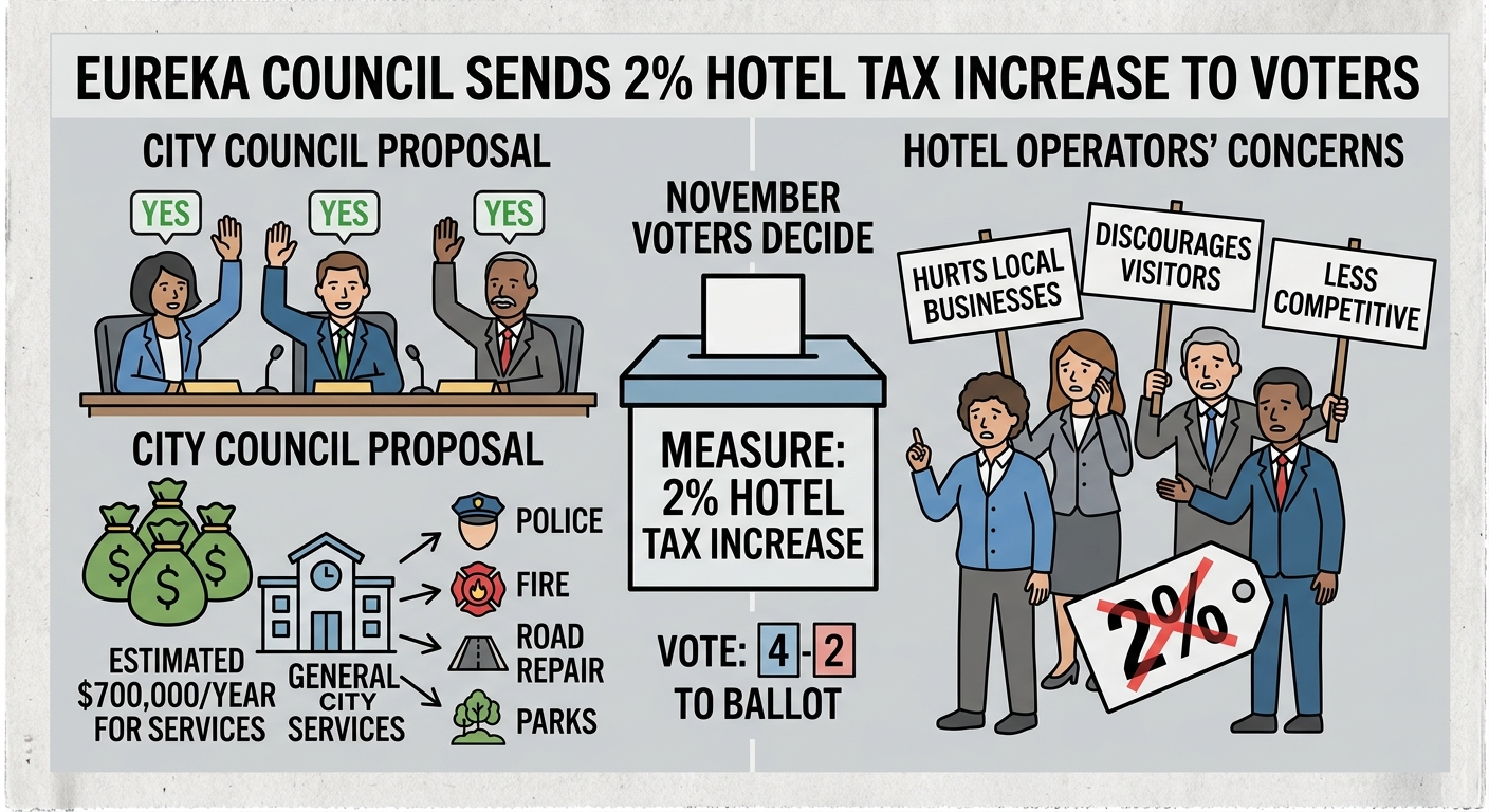 Eureka council sends 2% hotel-tax increase to voters after 4-2 vote