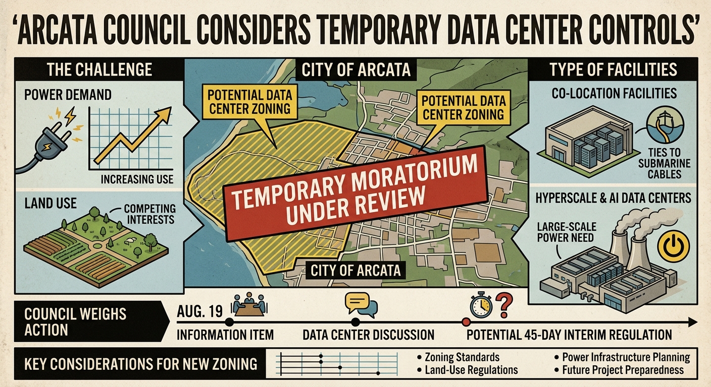Arcata council signals interest in temporary data-center controls as it weighs zoning changes