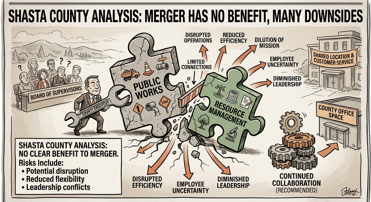 Shasta County analysis finds no clear benefit to merging Public Works and Resource Management