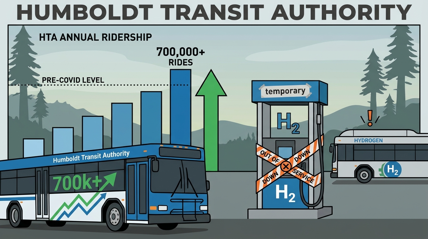 Humboldt Transit Authority reports ridership above pre-COVID levels as hydrogen fueler remains down