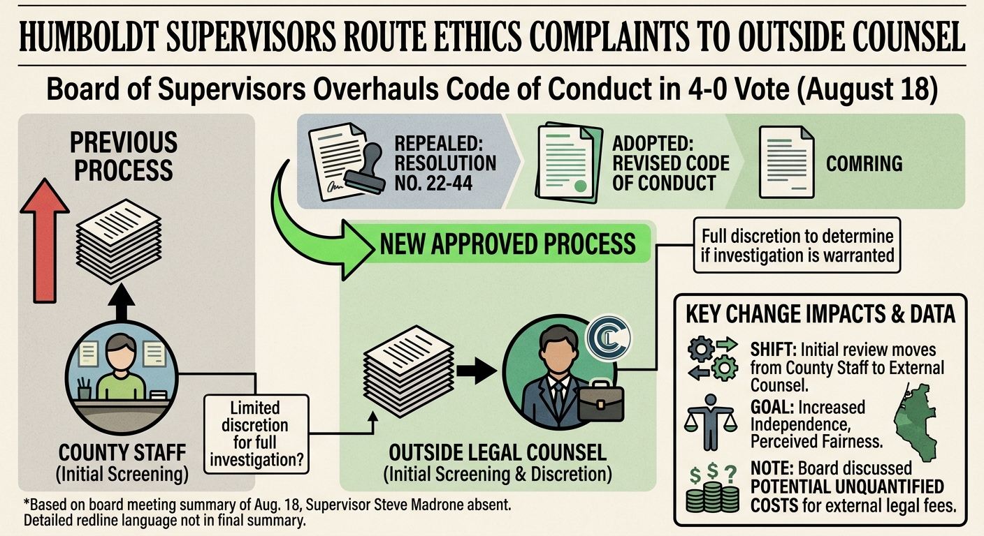 Humboldt supervisors route ethics complaints to outside counsel in code-of-conduct overhaul