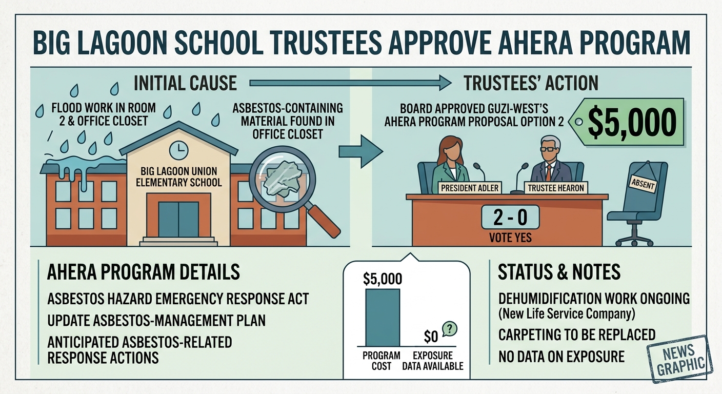 Big Lagoon trustees approve $5,000 AHERA program after asbestos found during flood work