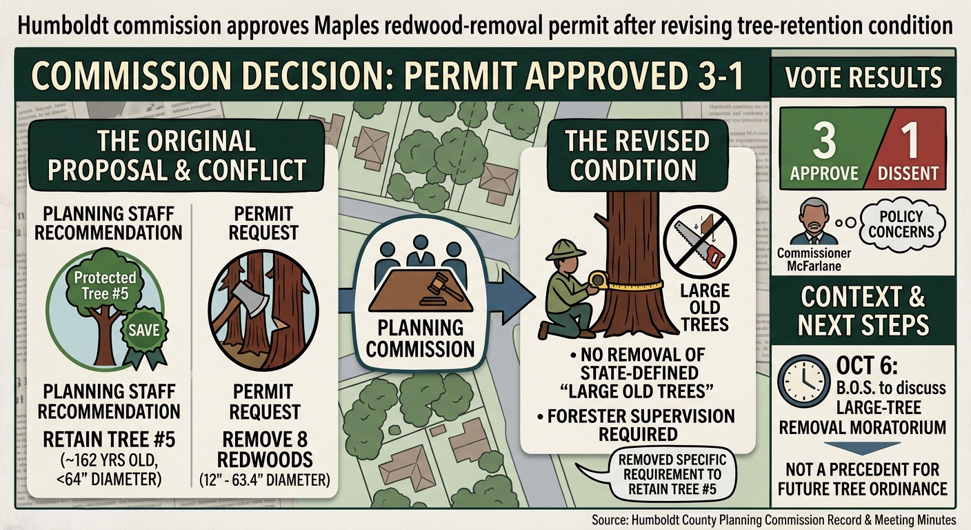 Humboldt commission approves Maples redwood-removal permit after revising tree-retention condition