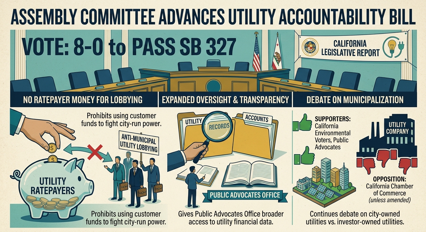 Assembly committee advances bill to bar utility ratepayer money from anti-municipal lobbying