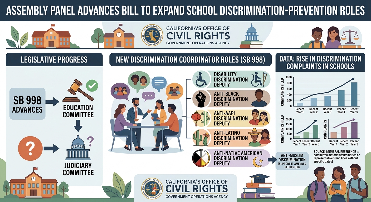 Assembly panel advances bill to expand school discrimination-prevention roles